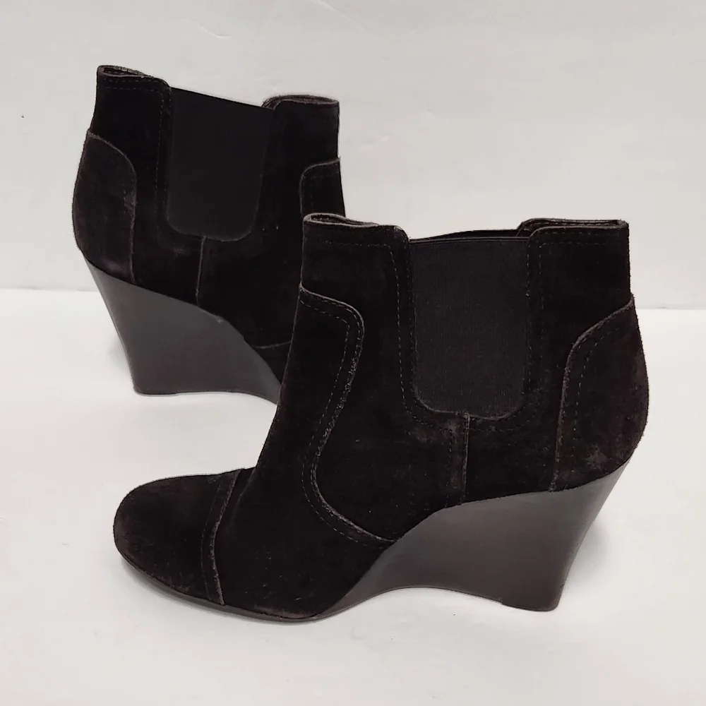Tory Burch Adrienne Suede Wedge Ankle Booties in‎ Brown